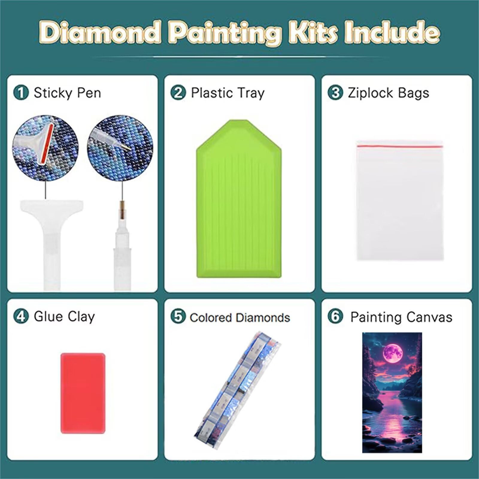 Diamond Painting Erwachsene, Landschaft Diamond Painting XXL 50x100 cm 5d Diamant Malerei Kinder, Mosaik Bastelset Erwachsene Frauen Anfänger Diamant Art Stickerei Set, Home Wand Dekor, Mond c-976