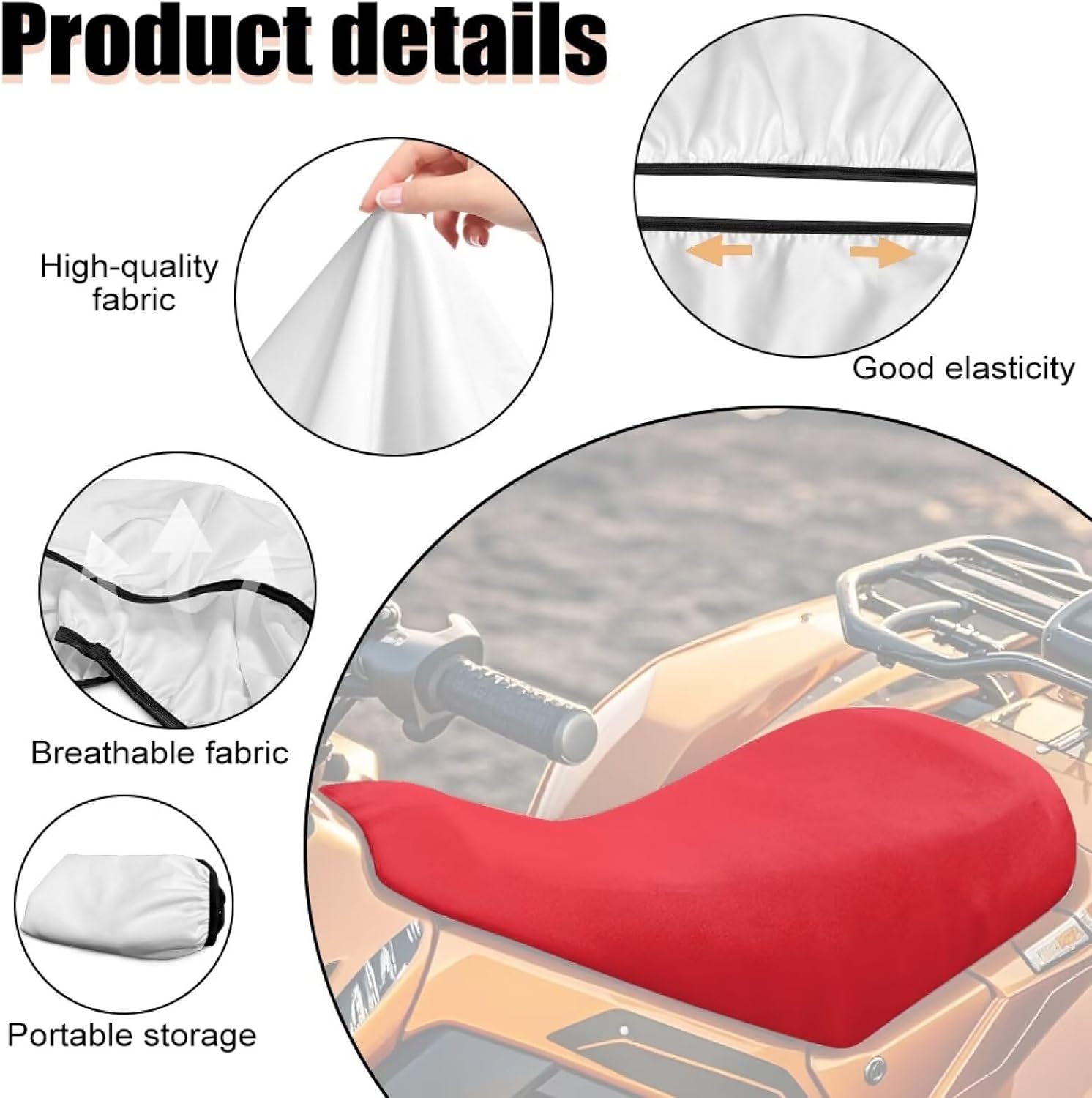 Dreaweet ATV Seat Cover Red Waterproof Four Wheeler Seat Cover ATV Accessories for Women Compatible with Polaris Sportsman Fourtrax Can-Am Kawasaki Arctic Cat CFMOTO,Easy to Install