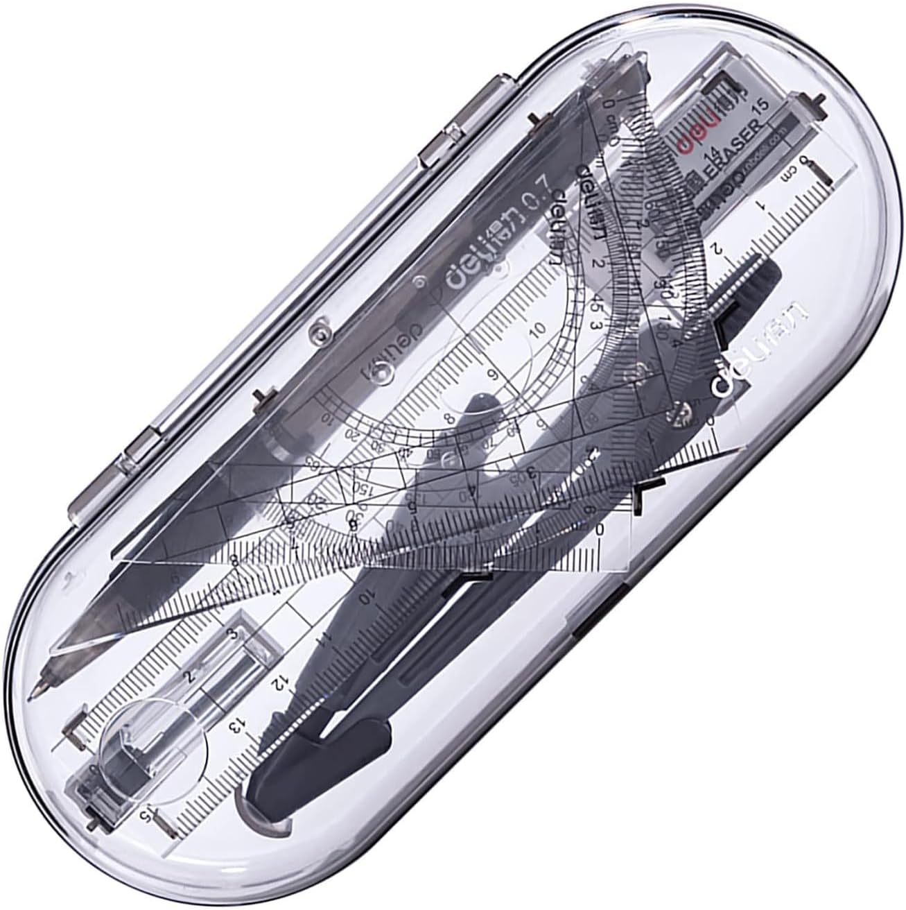 8-Piece Geometry Set With Metal Compass, Protractor, Ruler & Pencils - Math Drawing Tools For Students