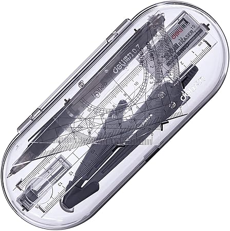 Compass Geometry Tool Protractor and Compass Geometry Set Kit Drawing Compass Math Metal Compass Drafting Tools with Carry Box for Geometry Measuring Drafting School Office Supplies