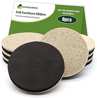 Felt Furniture Sliders for Hardwood Floors 8 PCS - 3 1/2 inch Furniture Moving Slider – Heavy Duty Felt Movers Sliders Chair Legs Floors Protectors (for Hardwood Floors)