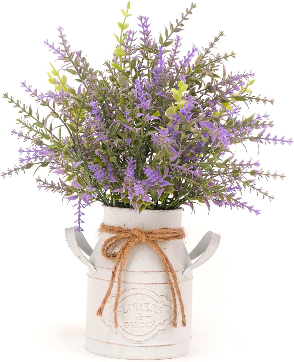 FJAKA Artificial Lavender Plant in Pots, Faux Flower Potted Plants Purple Arrangement Rustic Home Decor, Bathroom Decor Farmhouse Centerpieces for Kitchen Bedroom Shelves Desk Office