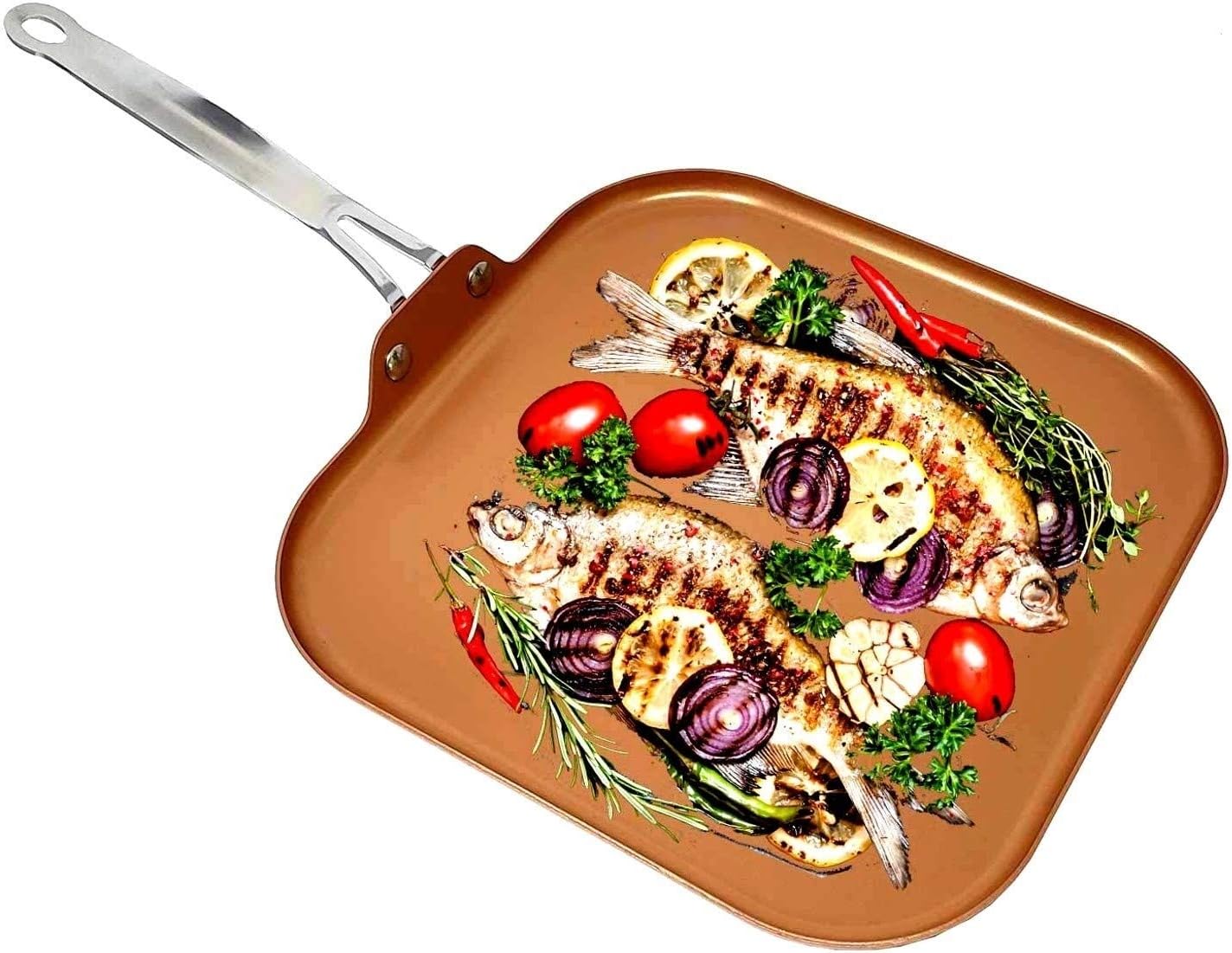 Professional Copper 11" MultiPurpose Square Griddle Pan