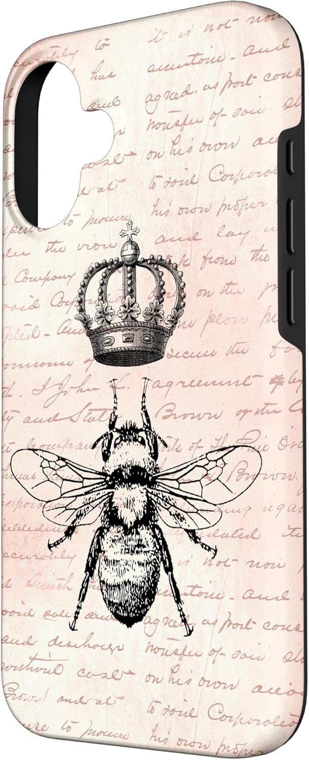 Queen Bee Cute Bumble Bees Lover Rose Vintgage Pattern Case for iPhone 16