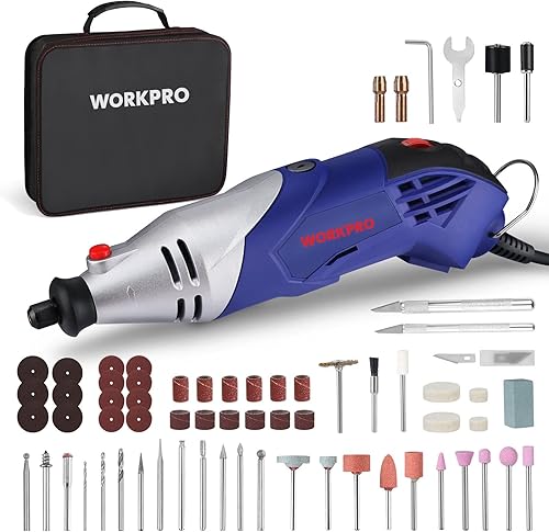 WORKPRO Kit de herramientas giratorias 6 velocidades variables grabador lijadora y pulidora con 141 piezas de accesorios perfecto para moler cortar