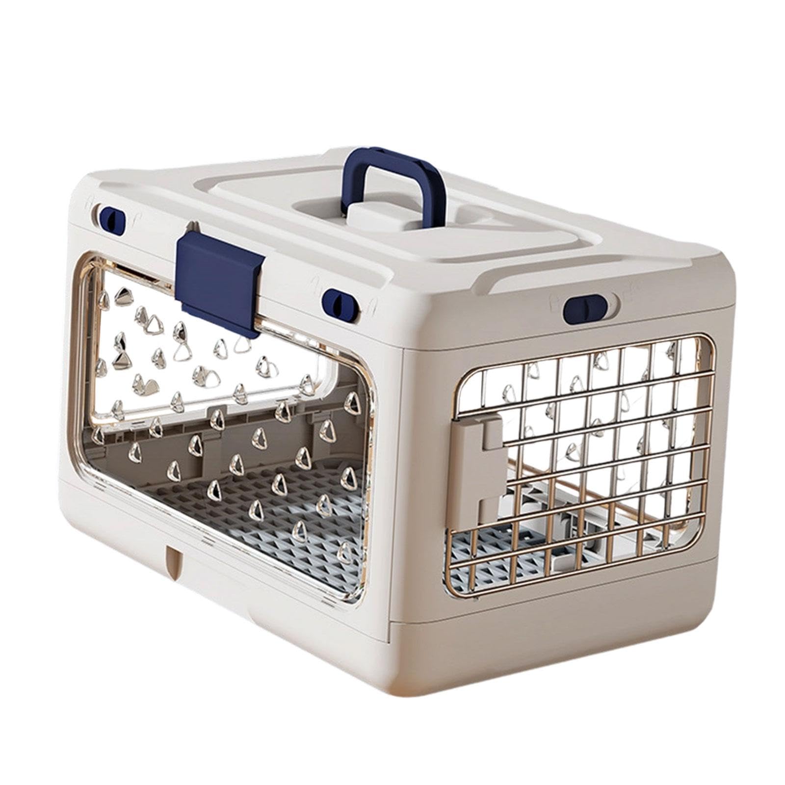 Trasportino Pieghevole per Cuccioli, Traspirante, con Lati rigidi, per Gatti, trasportino per Cuccioli, Conigli, Gattini, Piccoli Animali, Bianco
