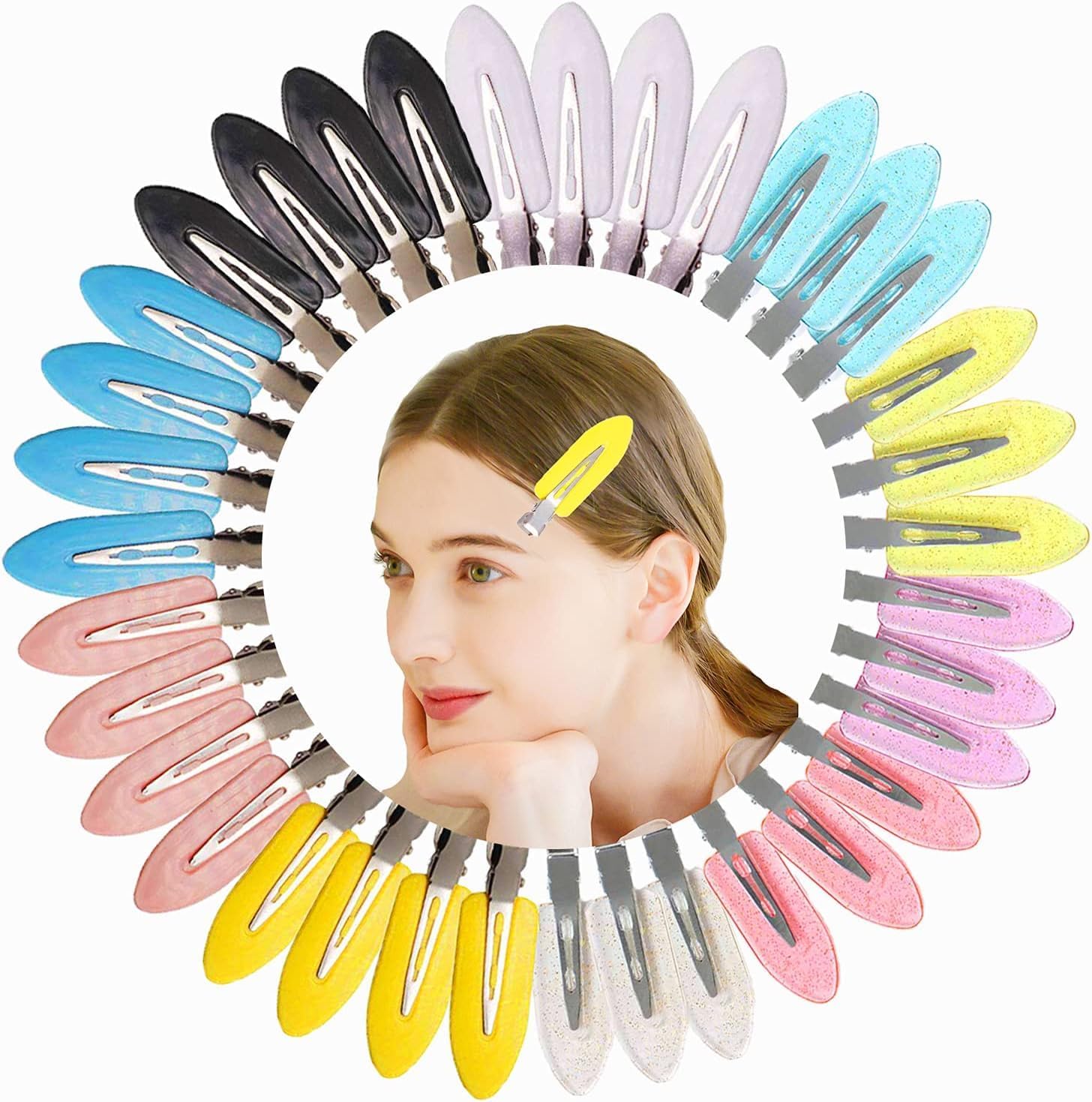 30 Pcs No Bend Curl Pin Clips, No Crease Hair Clips, 5 Colors No Dent