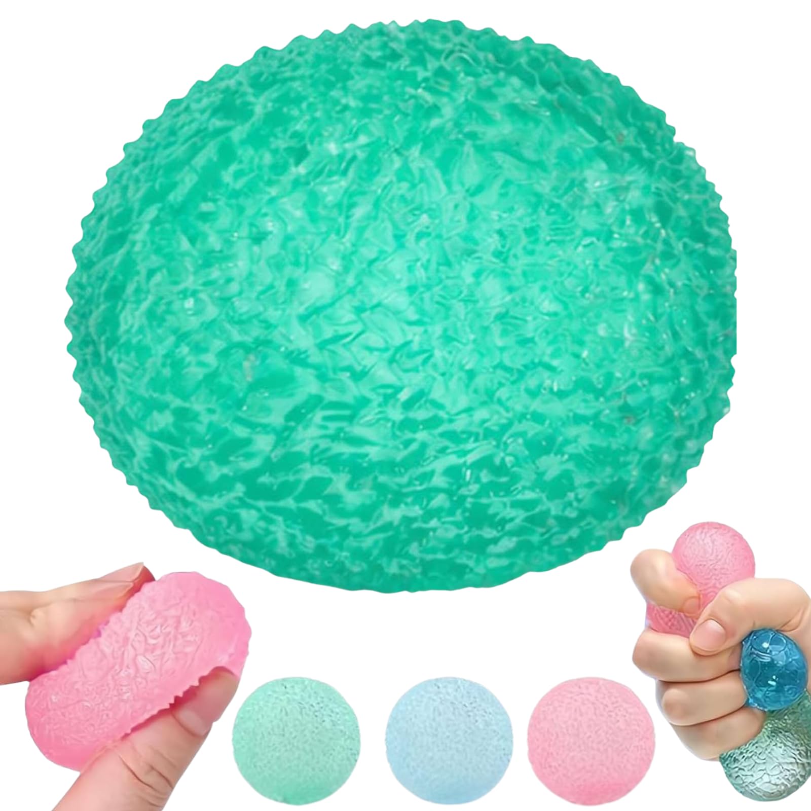 Squishy Stress Balls Textured Sensory, 1.57in Crystal Squish Balls, Textured Sensory Moldable Squeeze Jelly, Crystal Squish Fidget Toy, Anxiety Relief Soft Squeeze for Adults (Green 1pc)