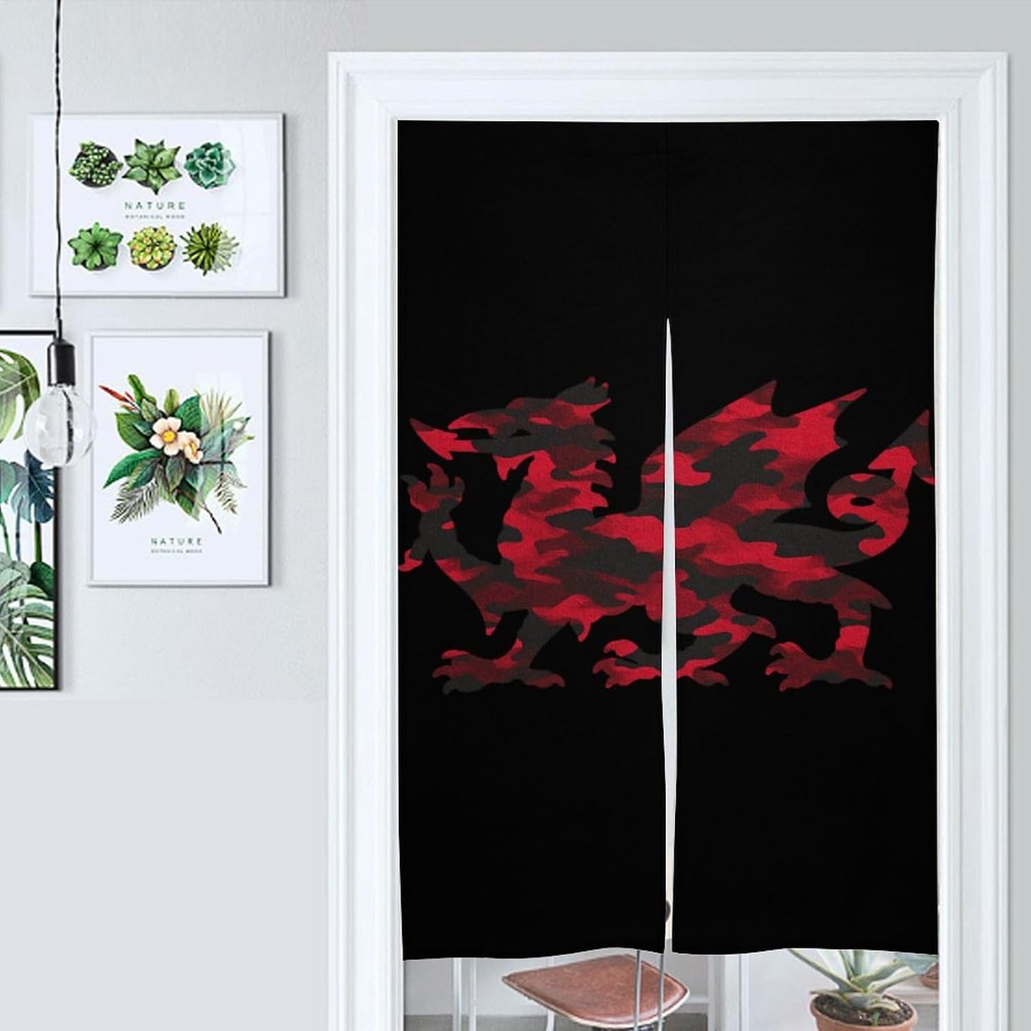 Wales Welsh Dragon Red Camouflage Doorway Curtain Insulated Room Divider Drapes