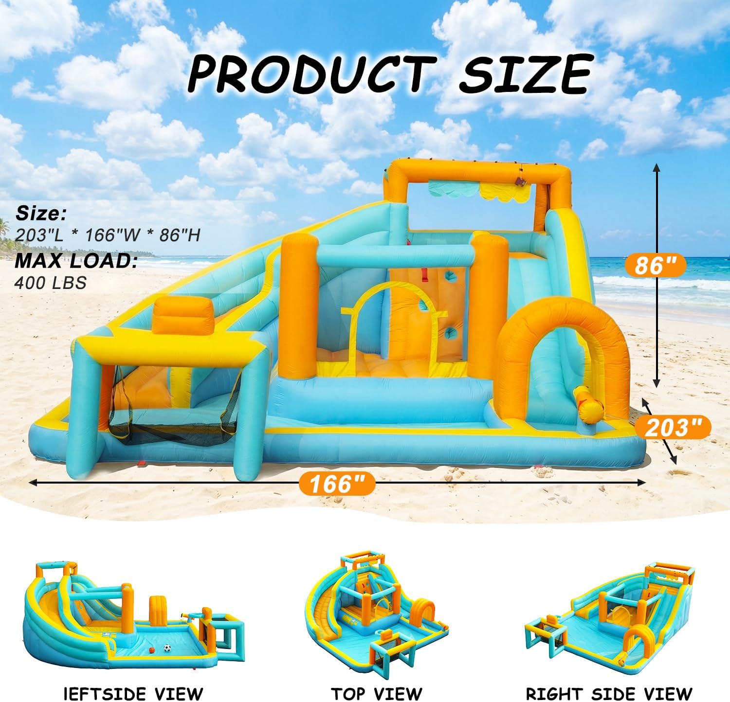 Sunseen 10-in-1 Inflatable Water Slide Bounce House for Kids,Giant Water Park,Includes 520W Blower