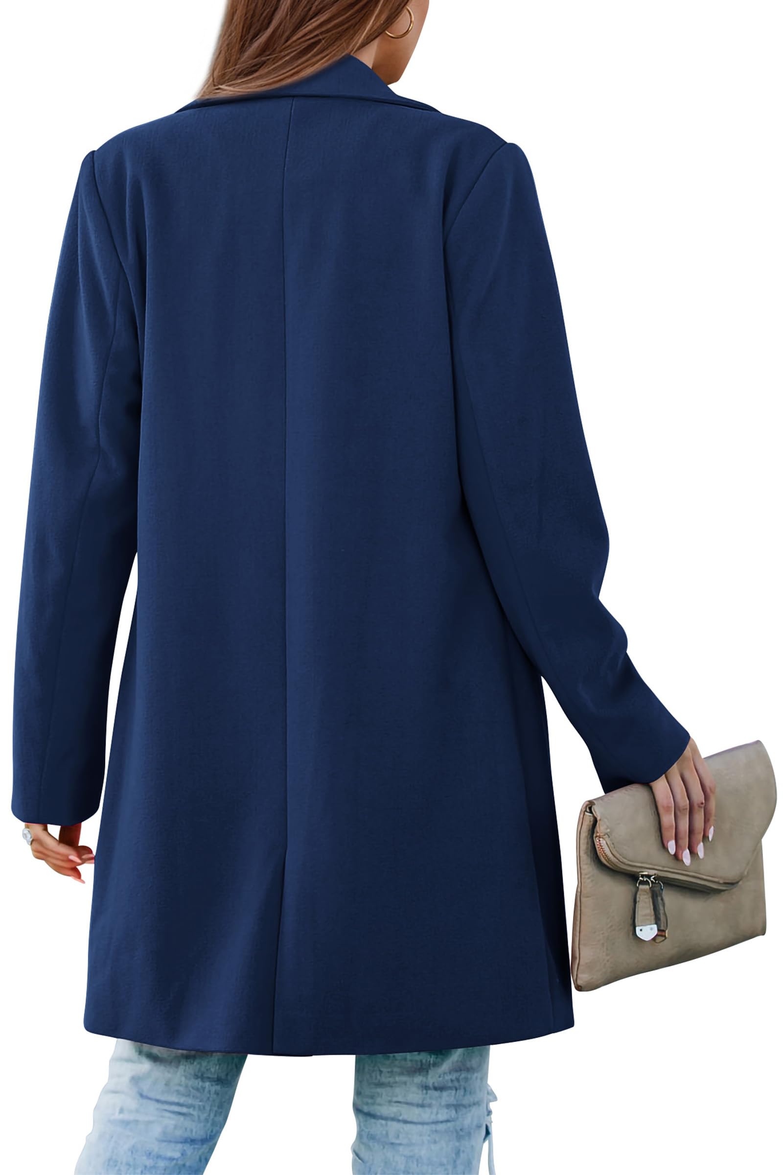 PRETTYGARDEN Women's Business Casual Long Blazer Jackets(Navy,S) view 2