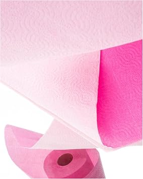 Renova Pink Paper Towel Jumbo Roll Set 2 Rolls 2 Ply Sheets for Daily Kitchen Tasks, Strong Absorption, Compact Roll Design, Double-Faced Paper for Versatile Use, 120 Sheets per Roll