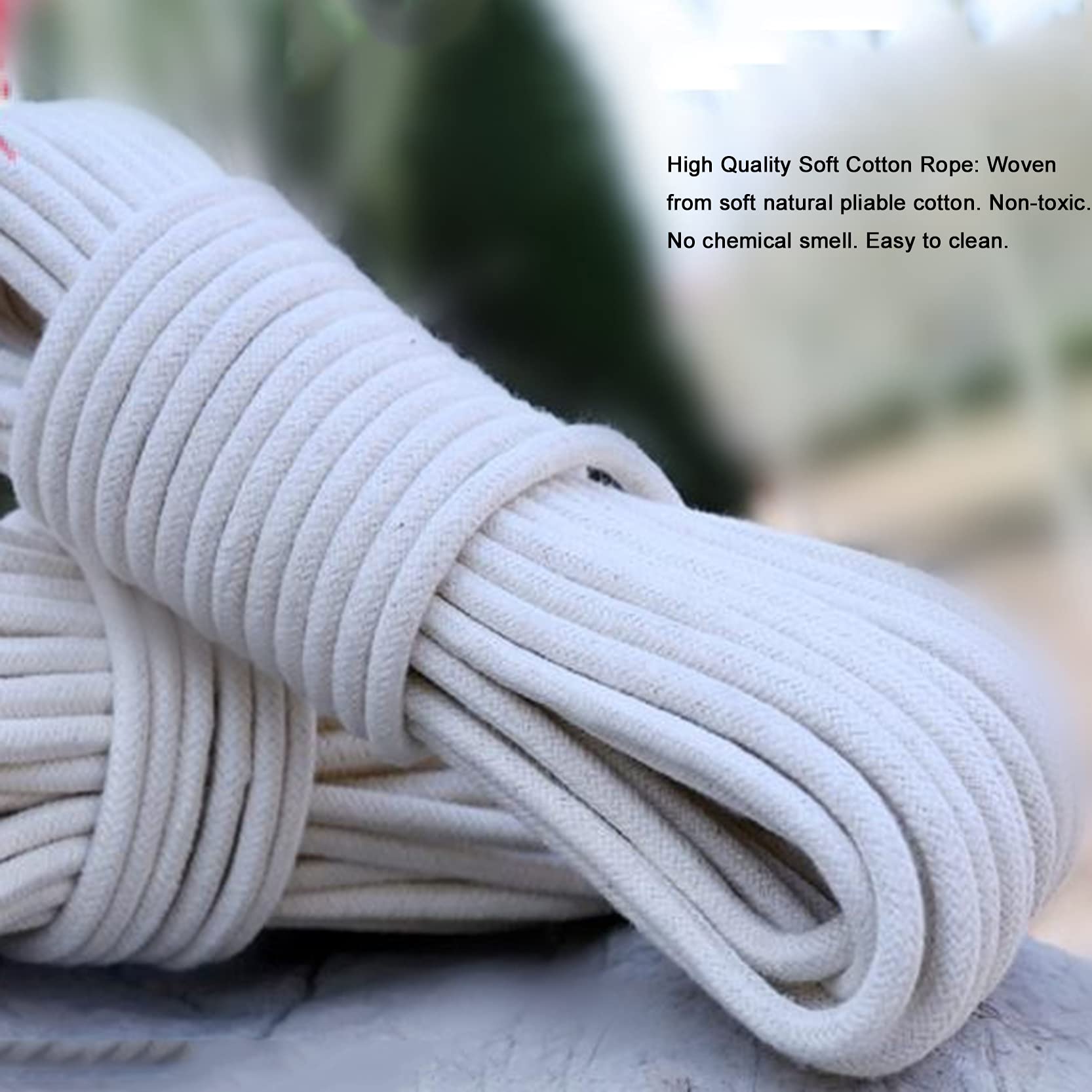 ZNKZJ Cordón de macramé para Manualidades,Cuerda de algodón Grueso Natural de 200 m,Cuerda de macramé Multiusos de 4 mm/6 mm/8 mm /10 mm de diámetro para macramé, Colgante de Pared,Beige-8mm