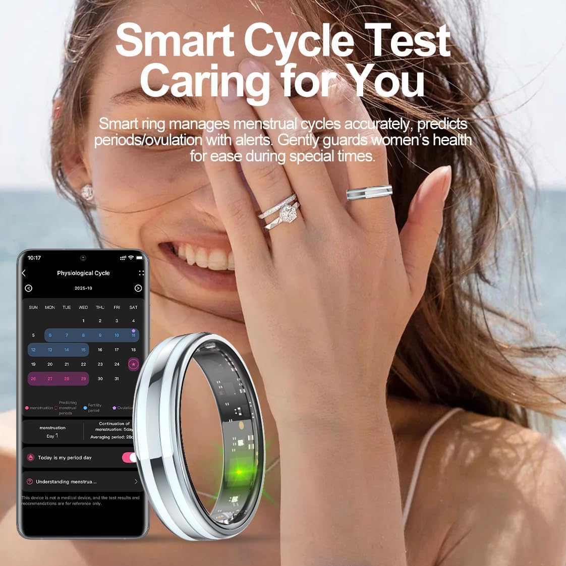 findtime Smart Ring Ultra Schmaler Slim Fitness Ring Herzfrequenz-Monitor Schlaf-Tracker Blutsauerstoff-Gesundheits-Tracker Schrittzähler Kalorien-Pedometer Wasserdicht Intelligente Smart Ringe für