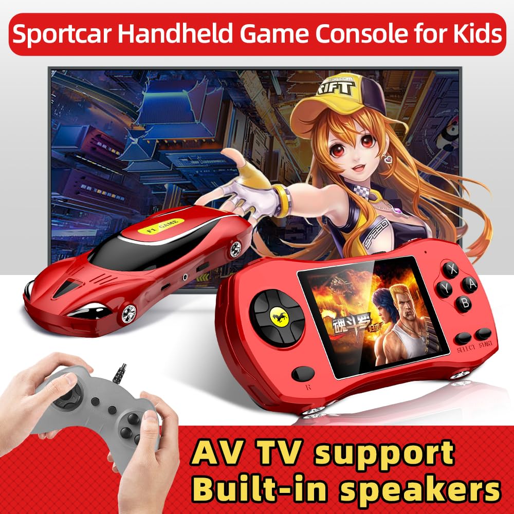 A Red Retro Classic Games Children's新品 Amazon.com: 16 Bit Handheld Game for Kids Built-in 230 HD