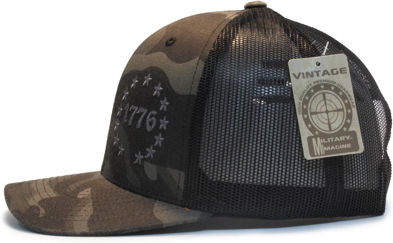 1776 Betsy Ross 13 Colonies 2A Multicam/Gray hat Cap Trucker Mesh Snapback - Image 4