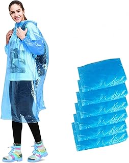 Disposable Rain Poncho, Aival Emergency Waterproof Poncho Raincoat, Hooded Poncho Mackintosh for Camping Hiking Travel Pic...