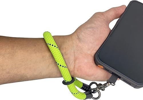 Miniatura 9 de Correa de muñeca para teléfono celular, correa de muñeca para teléfono celular alrededor de la mano con parche de cordón (negro reflectante)