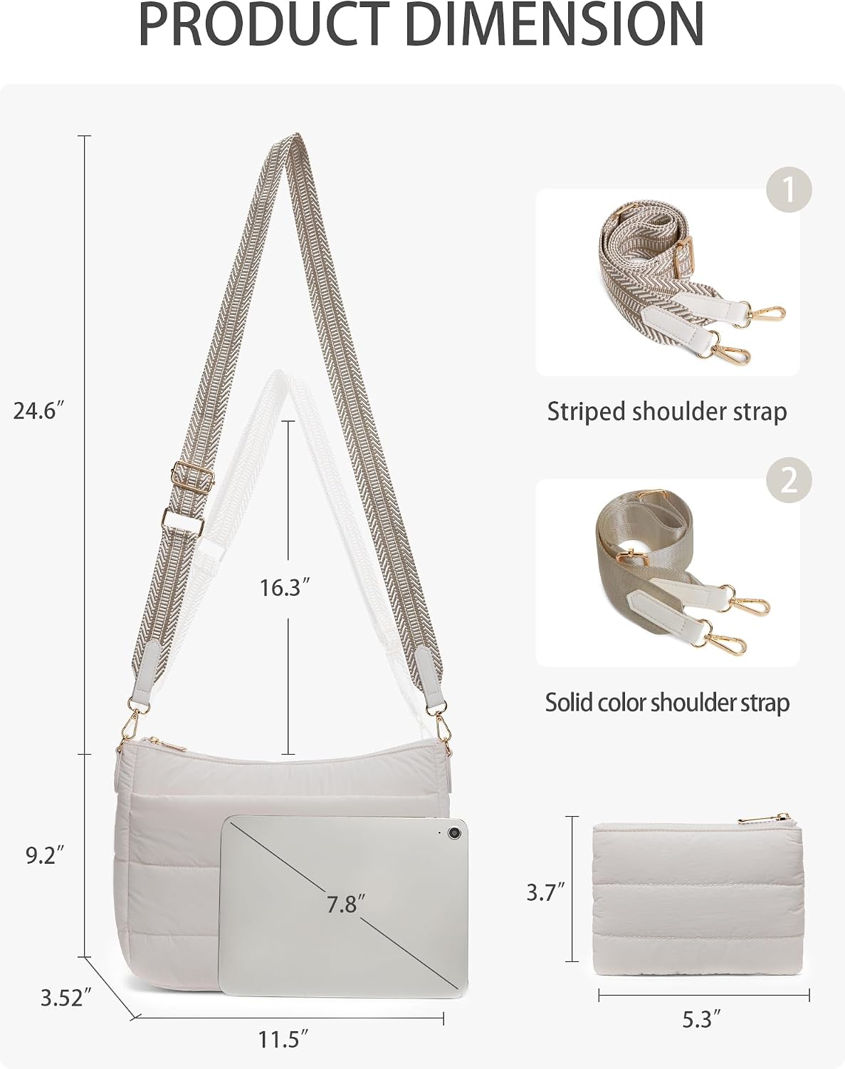 Gitus Puffer Crossbody Bags for Women Trendy Quilted Purses Shoulder Hobo Bag image 3