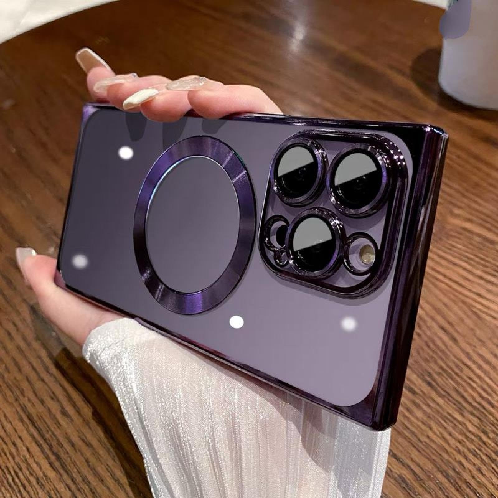 Coque magnétique iPhone 15 Plus étui souple transparent violet foncé - 7