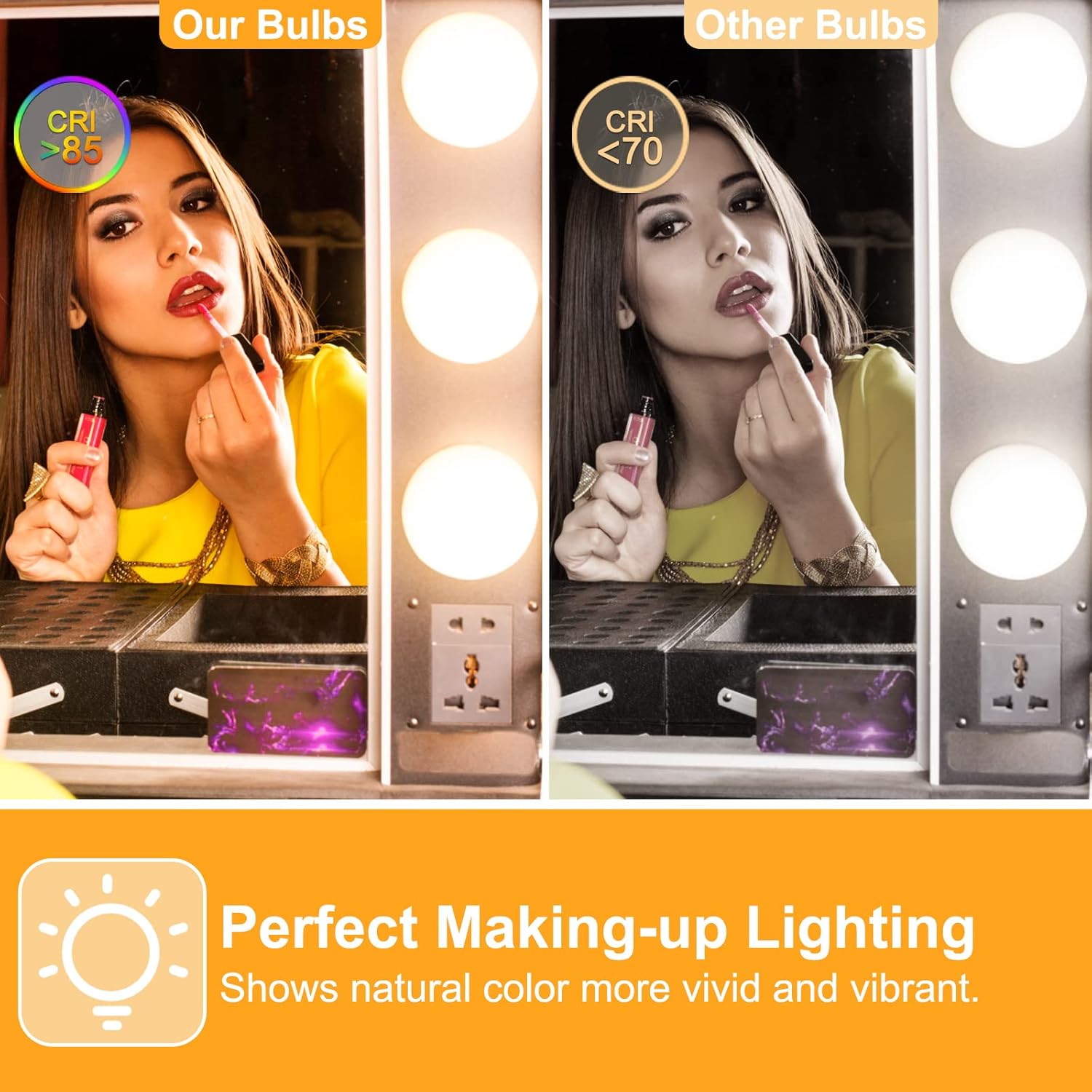 Honesorn Bathroom Light Bulbs 10 Pack, 60 Watt Equivalent, 2700K Warm White Globe Light Bulbs for Vanity Mirror, G25 LED Bulb E26 Base, Round Light Bulb CRI85+, 500LM, 120V, Non-dimmable, 10 Pack