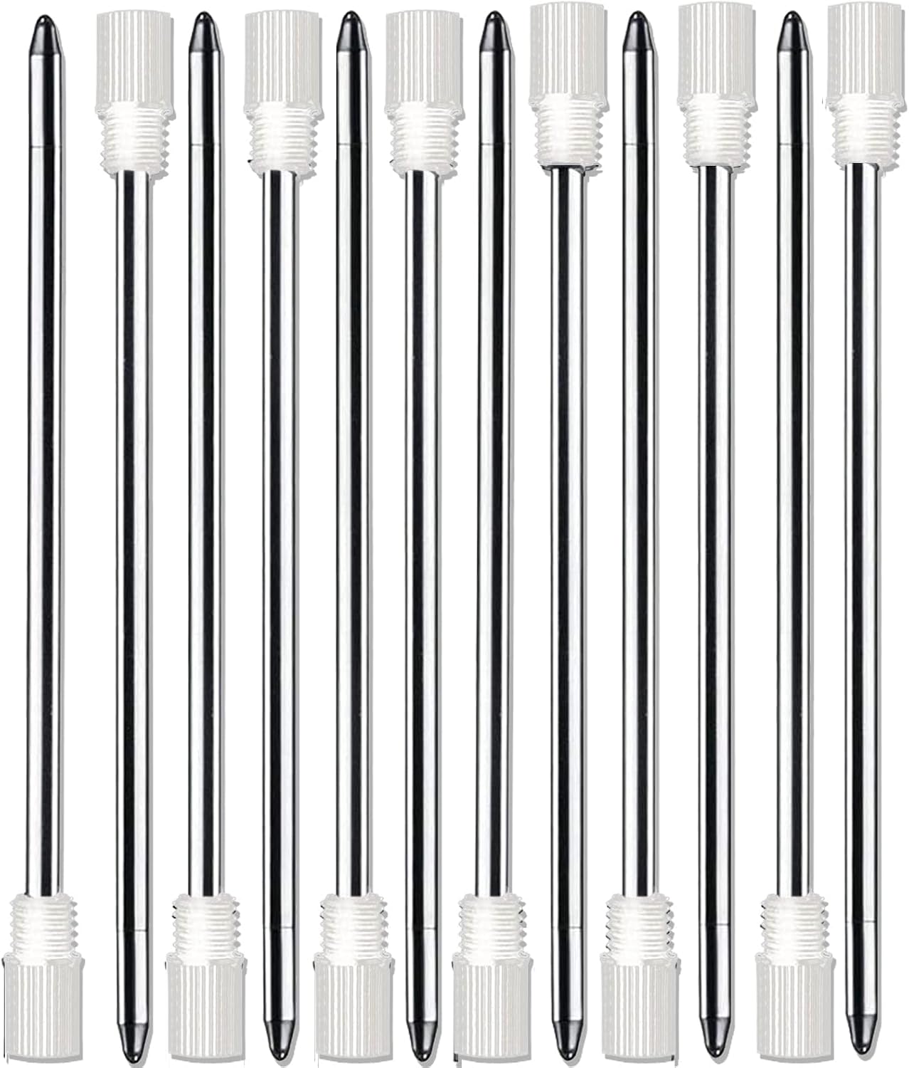 Black Ink Refills (12 Pcs), 2.75 inch Replaceable Ballpoint Pen Refills