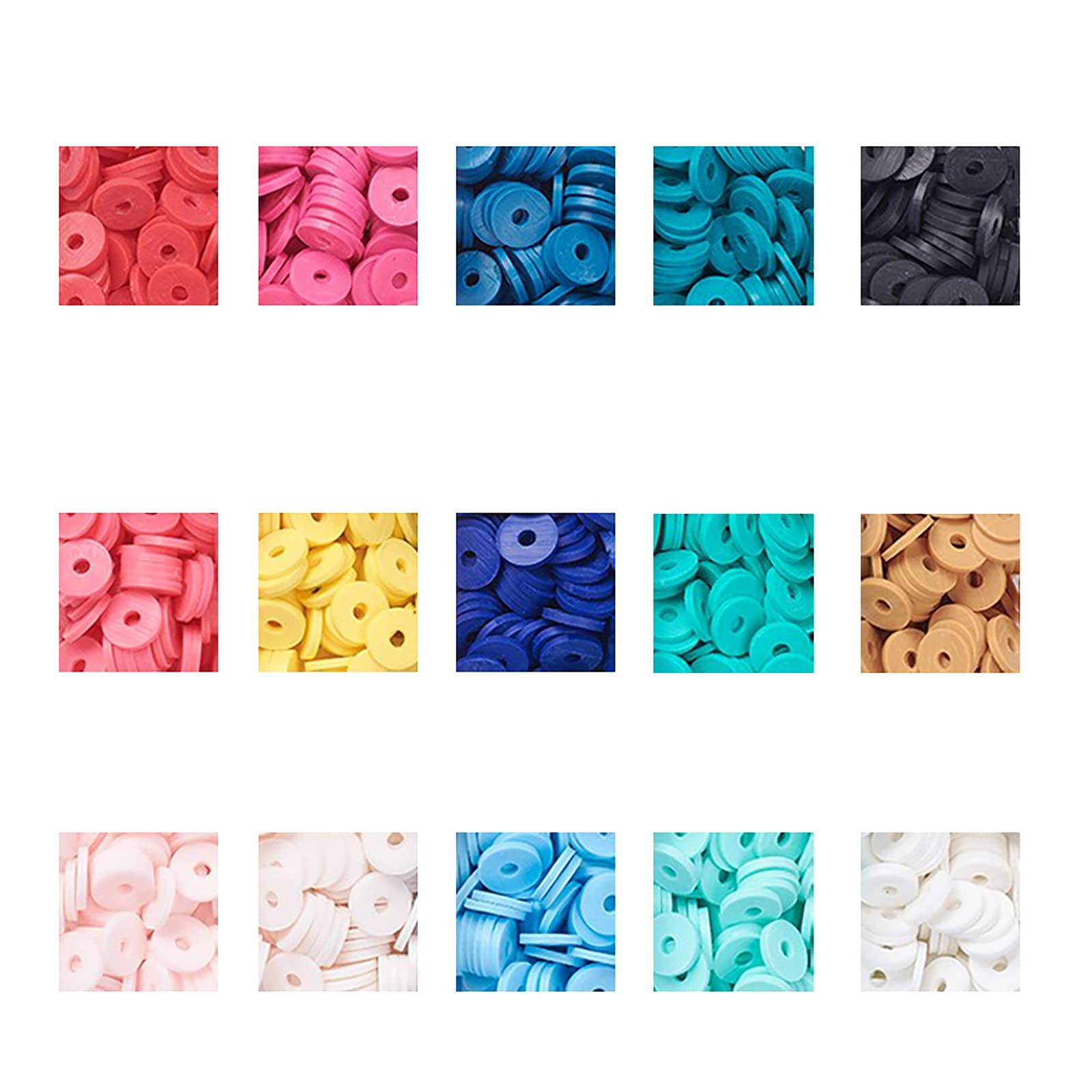 BEEFLYING 3700 Pièces De Perles Plates Rondes En Argile Polymère De 6 Mm, Perles Heishi En Argile Polymère, Perles Espacées Pour La Fabrication De Bracelets, Colliers Et Bijoux