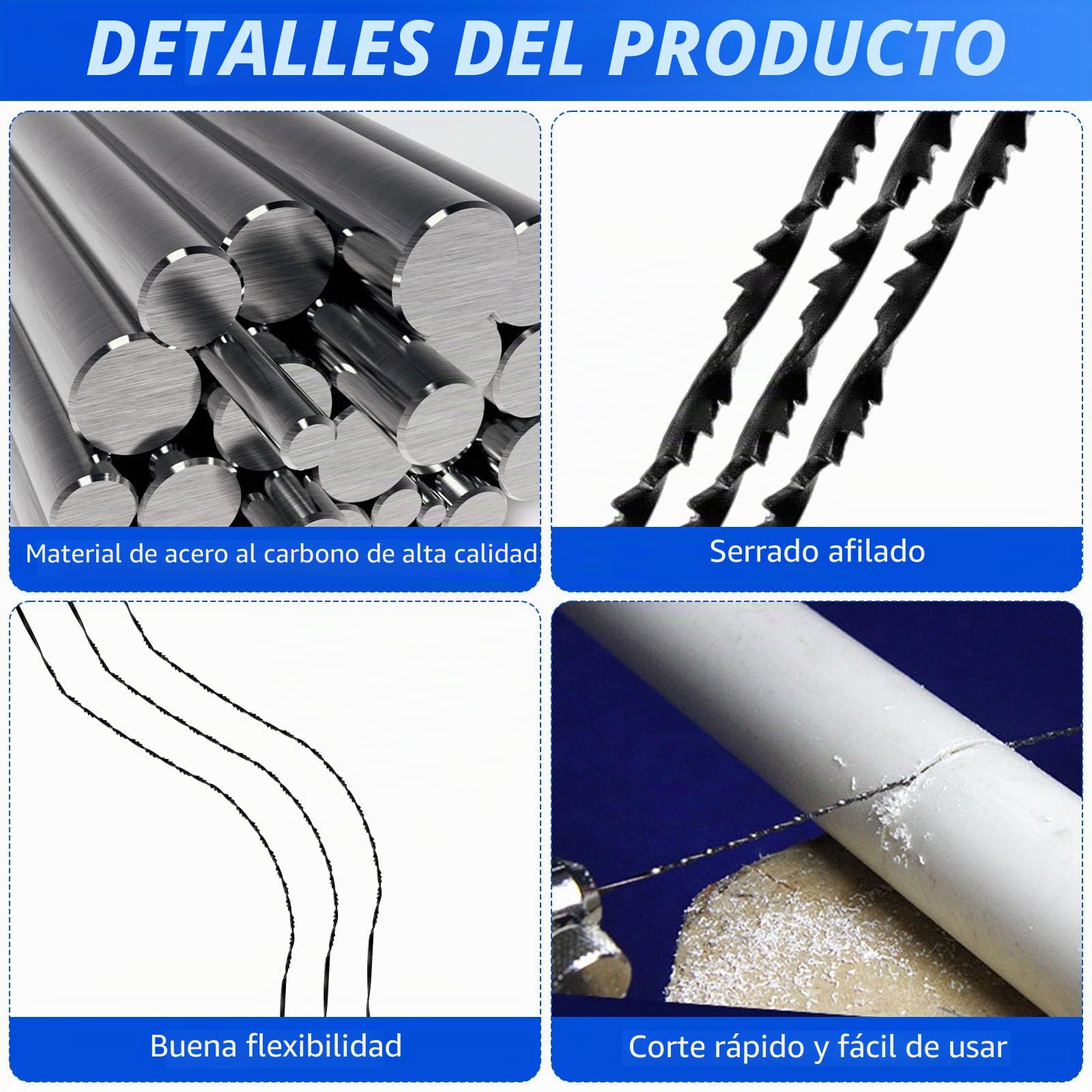 24PCS hojas de sierra de marquetería con dentado en espiral Nr. 1/2/3/4/5/6/7/8 hojas de sierra de desplazamiento con dientes en espiral para corte de metal de madera Corte de plástico Talla
