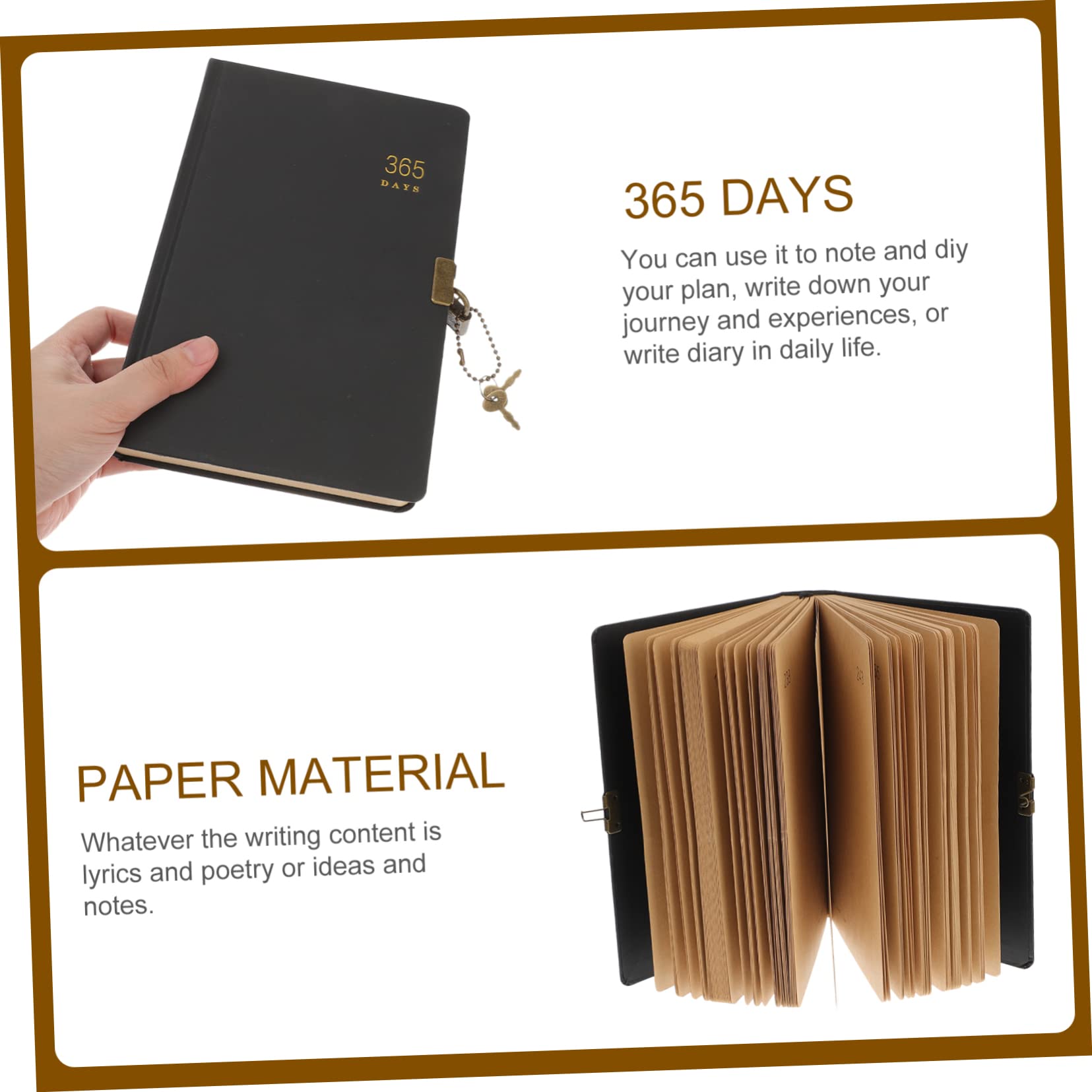 MAGICLULU Quaderno Diario 365 Giorni con Lucchetto, Portatile, per Scrivere Pensieri e Scuola, Carta, per Studenti e Ufficio Stili multipli