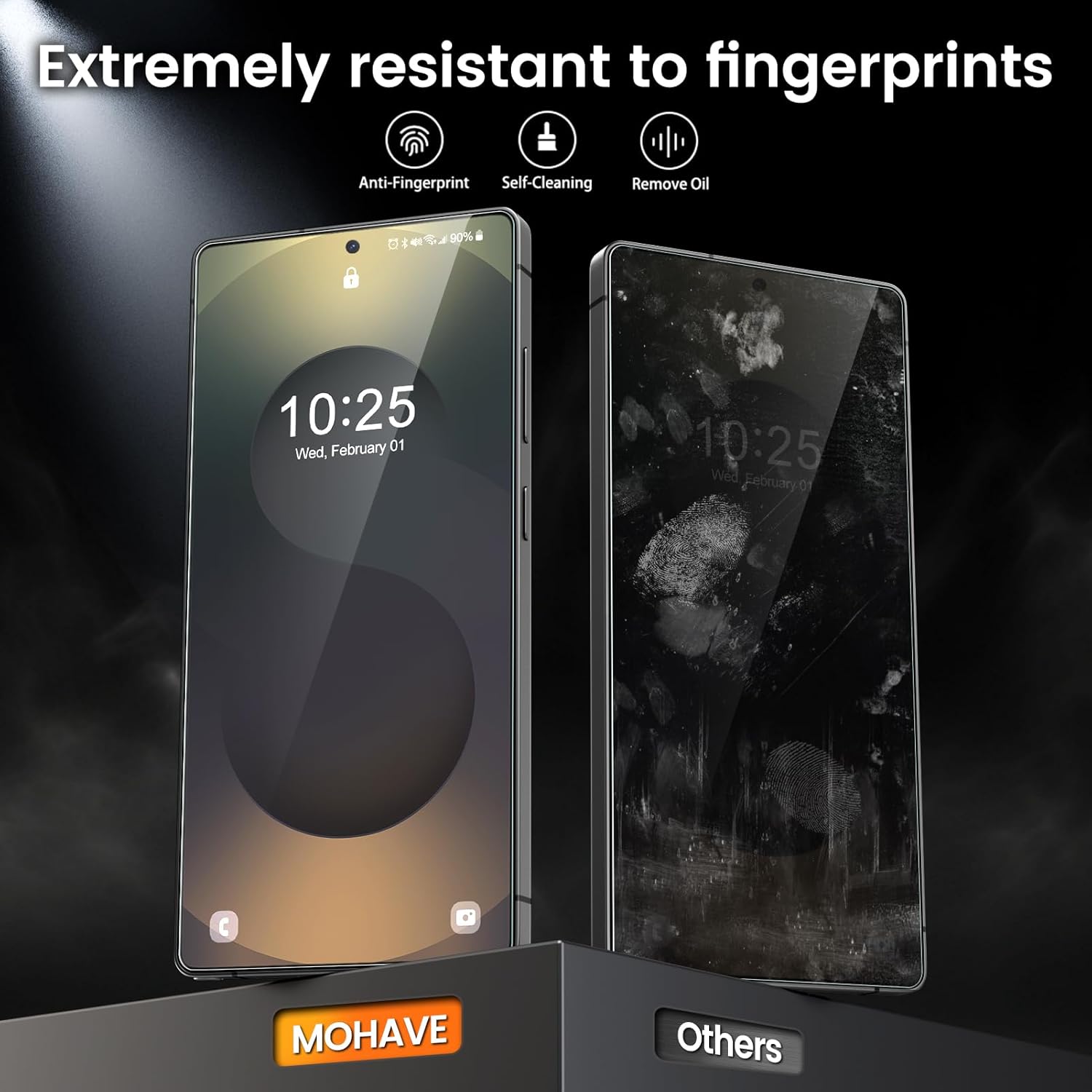 MOHAVE 4 Pack Screen Protector for SAMSUNG Galaxy S25 Ultra 6.9" with 2 Pack Camera Lens Protector [Auto Alignment/Dust Removal] HD Clear Tempered Glass [Military Grade Shatterproof] 100% Ultrasonic Fingerprint ID Unlock