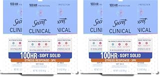 Secret Clinical Strength Antiperspirant Deodorant for Women,Stress Response,Stress & 72hr Sweat & Odor Protection,PH Balancing Minerals,Soft Solid,1.6 oz,(Pack of 6)