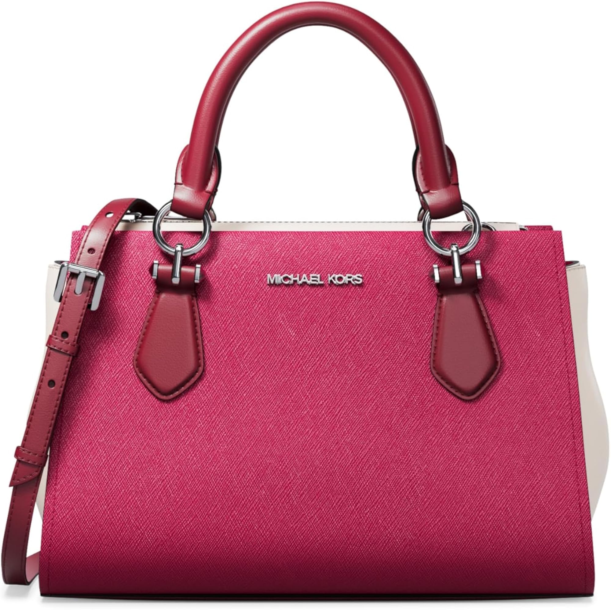 Michael Kors Marilyn Small Satchel Shoulder Bag Color-Block Dark Raspberry Multi
