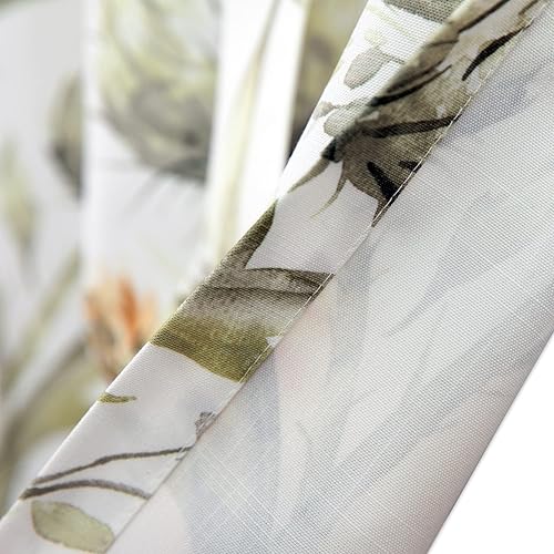 Miniatura 6 de Leeva Cortinas de lino para cocina, cenefas de lino con estampado de flores de eficiencia energética, bolsillo para barra, cortinas pequeñas para