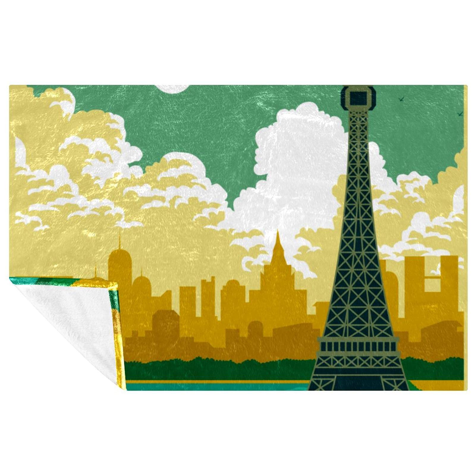 Couverture Tour Eiffel haut de gamme avec finition douce et chaude pour canapé
