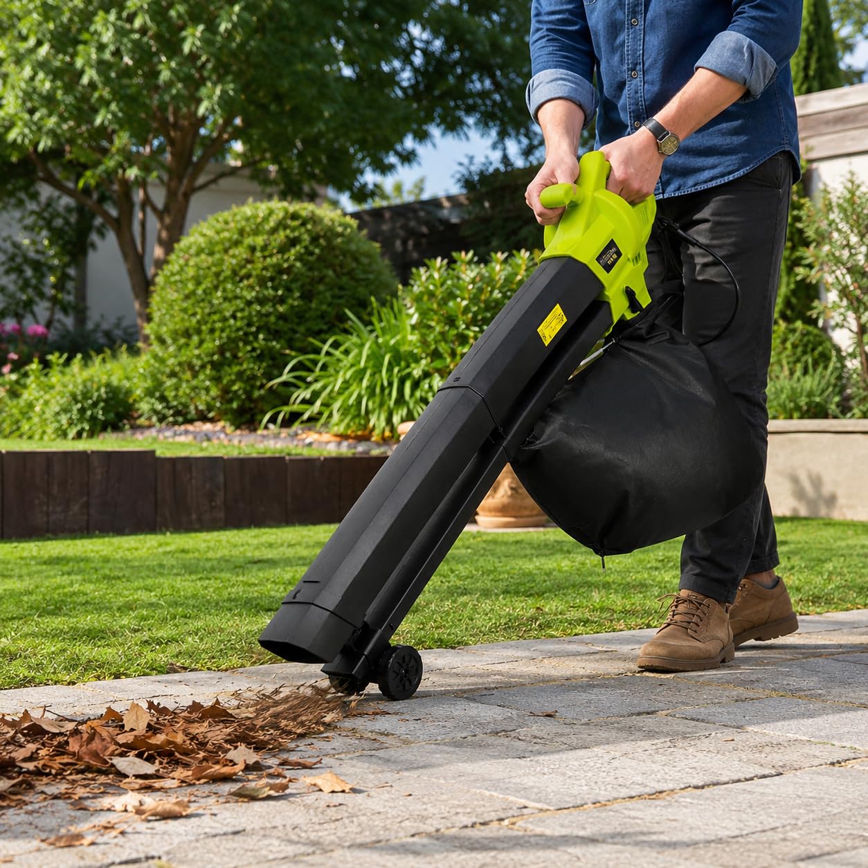 Aspiratore e Trituratore per Foglie da Giardino 3000 W 3 in 1, con Sacchetto di Raccolta da 40 L, Soffiatore Leggero per la Cura del Prato per una Pulizia Senza Sforzo del Cortile, Elettrico