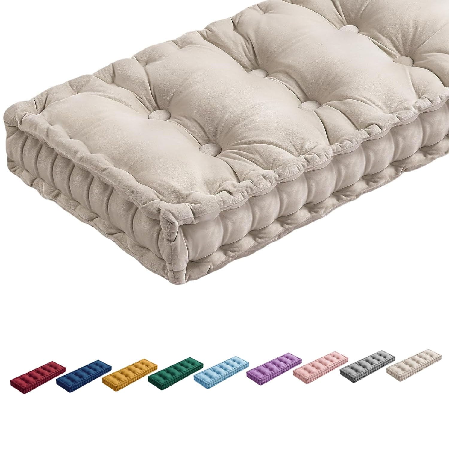Cojines a Medida para Bancos de Interior y Exterior,1 2 3 o 4 plazas Cojín Blando Antideslizante 10cm Groso Cojín Asiento Jardín Cómodo Decorativo Banco de Madera Sofa(Beige,110x50x10cm)