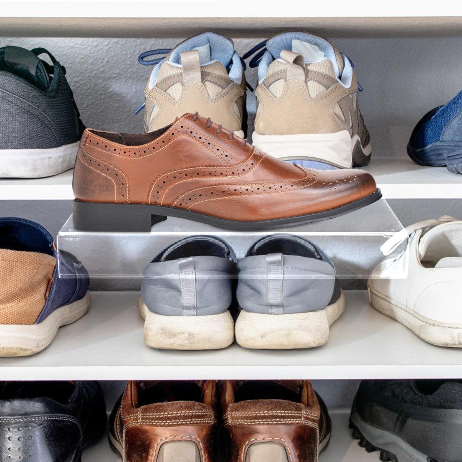 Unomor 2pcs Acrylic Shoe Display Mount Shelves for Sneakers Sleek Slat Wall Storage