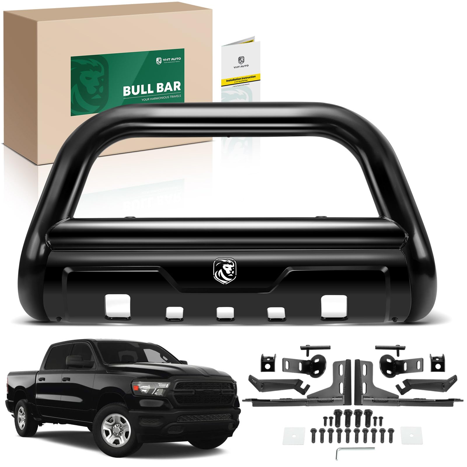 YHTAUTO 3.5 Inch Bull Bar Front Bumper for Ram 1500 2019-2024
