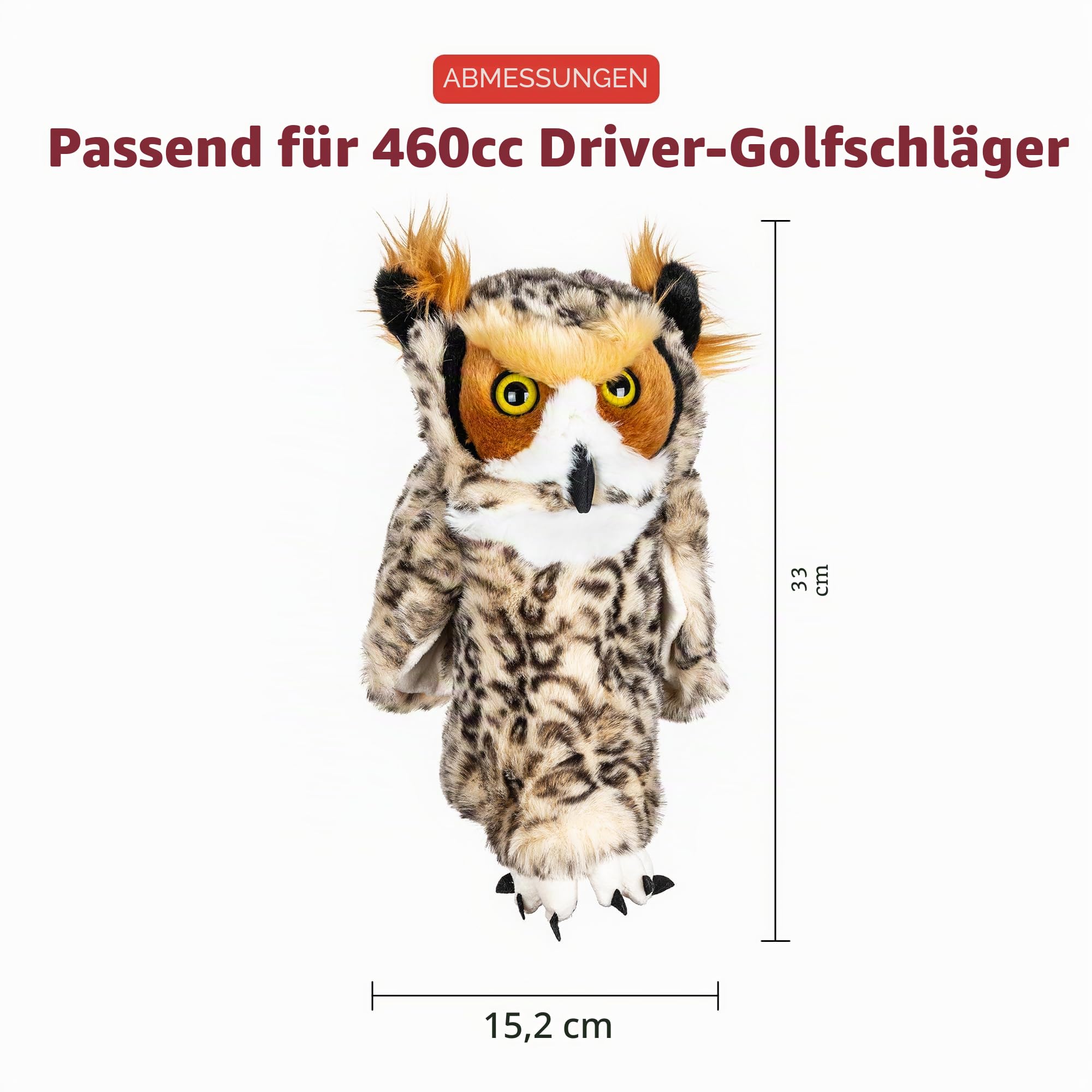 Daphne's Golfschlägerhaube, Eulen-Design, Braun