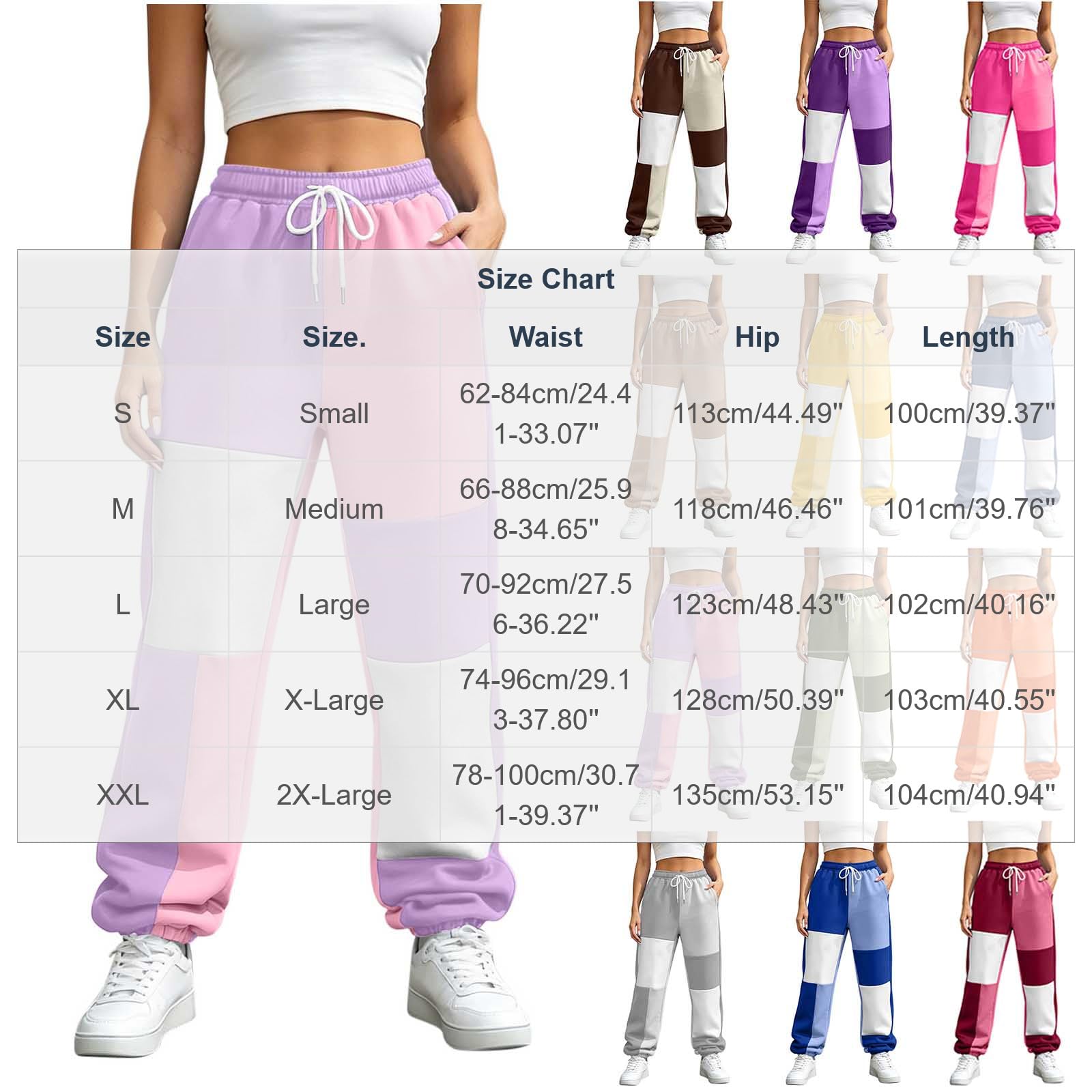 Pantaloni Donna Tuta Casual Pants Blocco di Colore Moda Pantaloni Tuta Donna con Tasche Running Joggers A Vita Alta vestibilità Rilassata Pantalone Ampia per Il Tempo Libero All'aperto