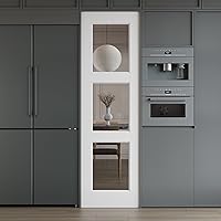 Vista 1 de 3-Lite - Losa de puerta de vidrio transparente templado de 18 x 80 pulgadas, coctelera interior pintable, adecuada para sala de estar, despensa