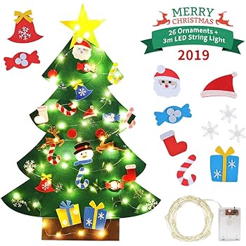Albero Di Natale A Muro Amazon.Idefair Albero Di Natale In Feltro Fai Da Te 26 Pezzi Ornamenti Rimovibili Con Luce A Stringa 3 2ft Decorazioni Natalizie Da Appendere A Parete Amazon It Casa E Cucina