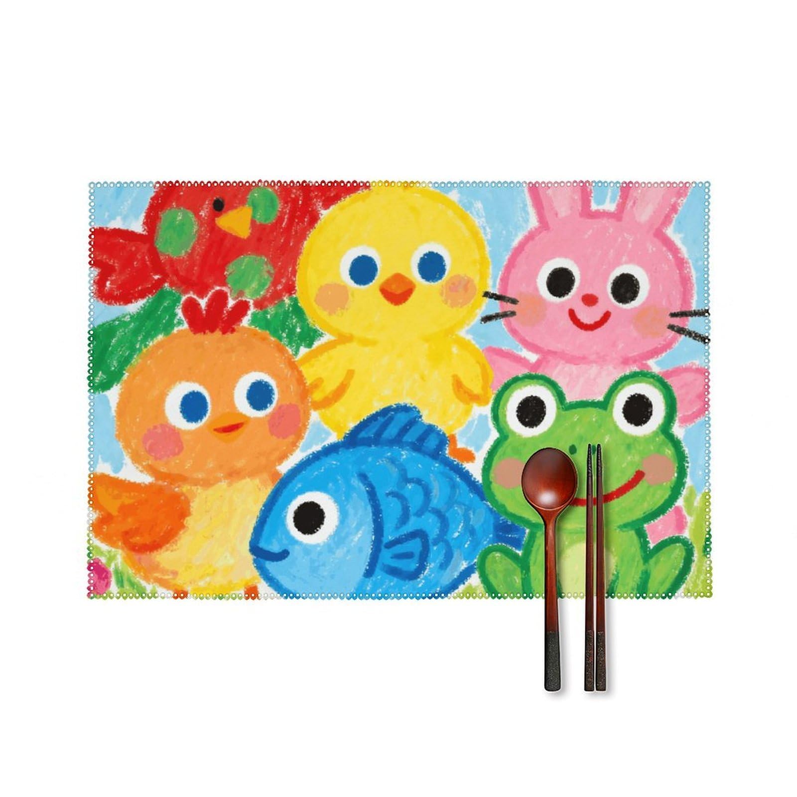 Colorful Placemats Set of 6, 12x18 Inch Heat Resistant Washable Canvas Table Mats, Stain Resistant Decorative Dining Placemats for Kitchen, Restaurant, Outdoor Party