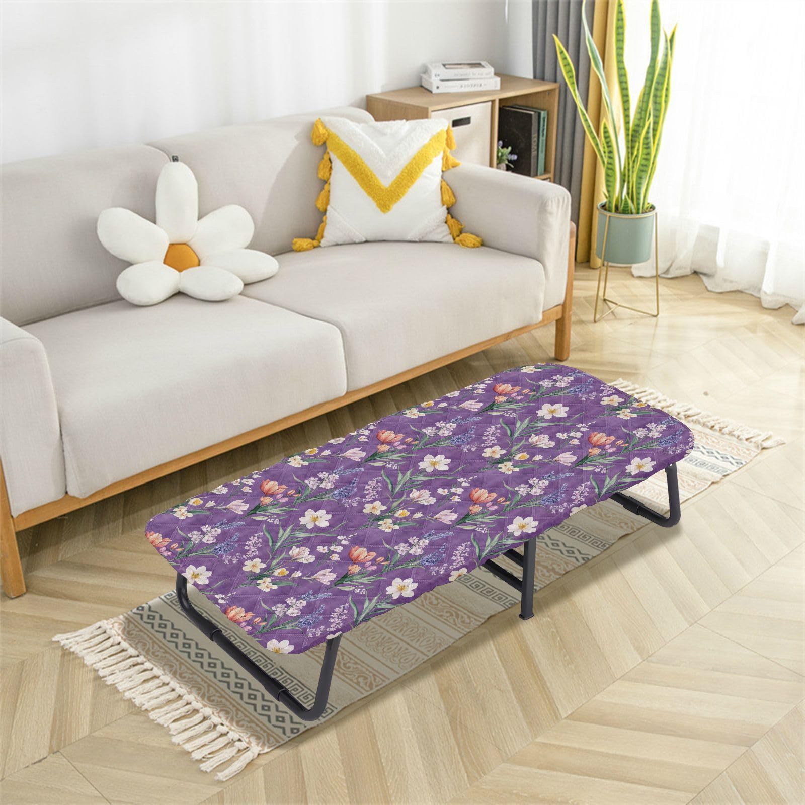 Flower Lavender Flowers Purple Travel Toddler Bed Sheet Soft & Comfortable Cot Sheet for Cot Portable Toddler for Children Sleeping Cot 50' x 25' (Bed Not Included)