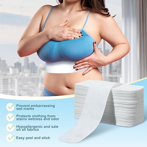 Vista 3 de 100 piezas de forros de sudor desechables debajo del pecho, almohadillas absorbentes de sudor, almohadillas de brasier debajo del busto