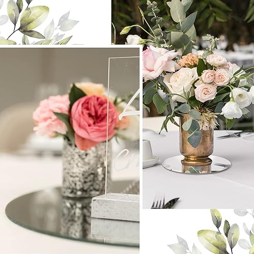 Miniatura 7 de Weysat Juego de 12 piezas de espejos redondos acrílicos para centros de mesa, 5 pulgadas, sin vidrio, autoadhesivos, espejos, calcomanías de pared