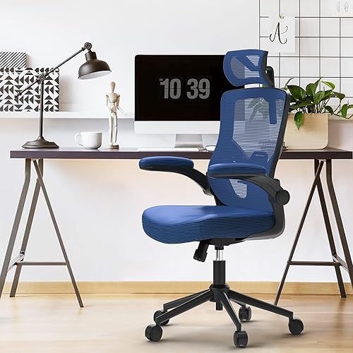 Miniatura 9 de Silla de oficina en casa, silla de escritorio ergonómica y cómoda, silla de computadora con respaldo alto, reposacabezas ajustable con brazos