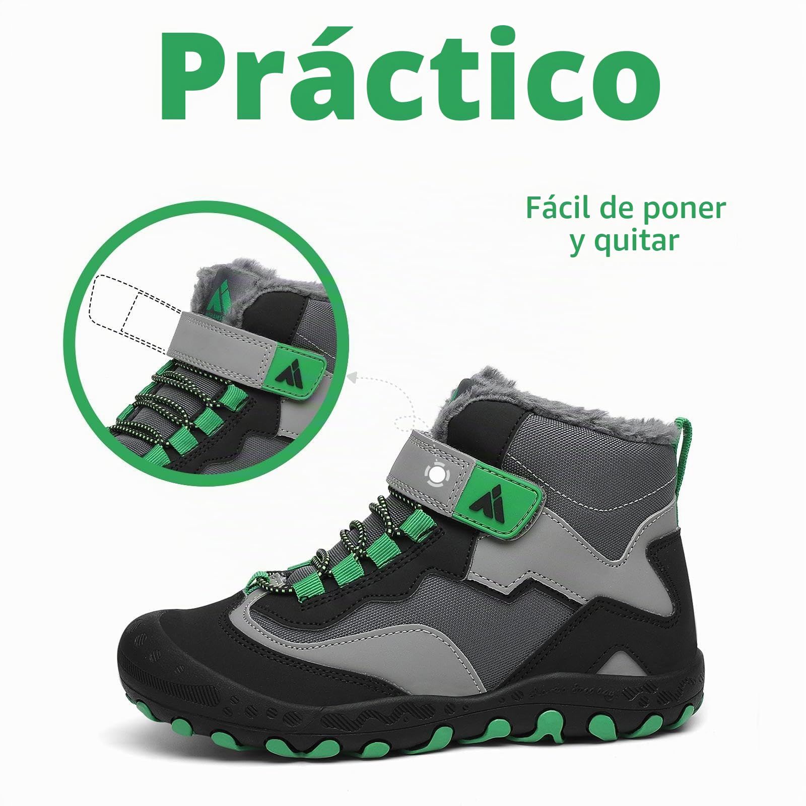 Mishansha Botas de Nieve Niño Botas Antideslizantes, Negro 29 | Forro cálido, cierre de autollenado, puntera reforzada, suela con dibujo, colegio, paseos, nieve