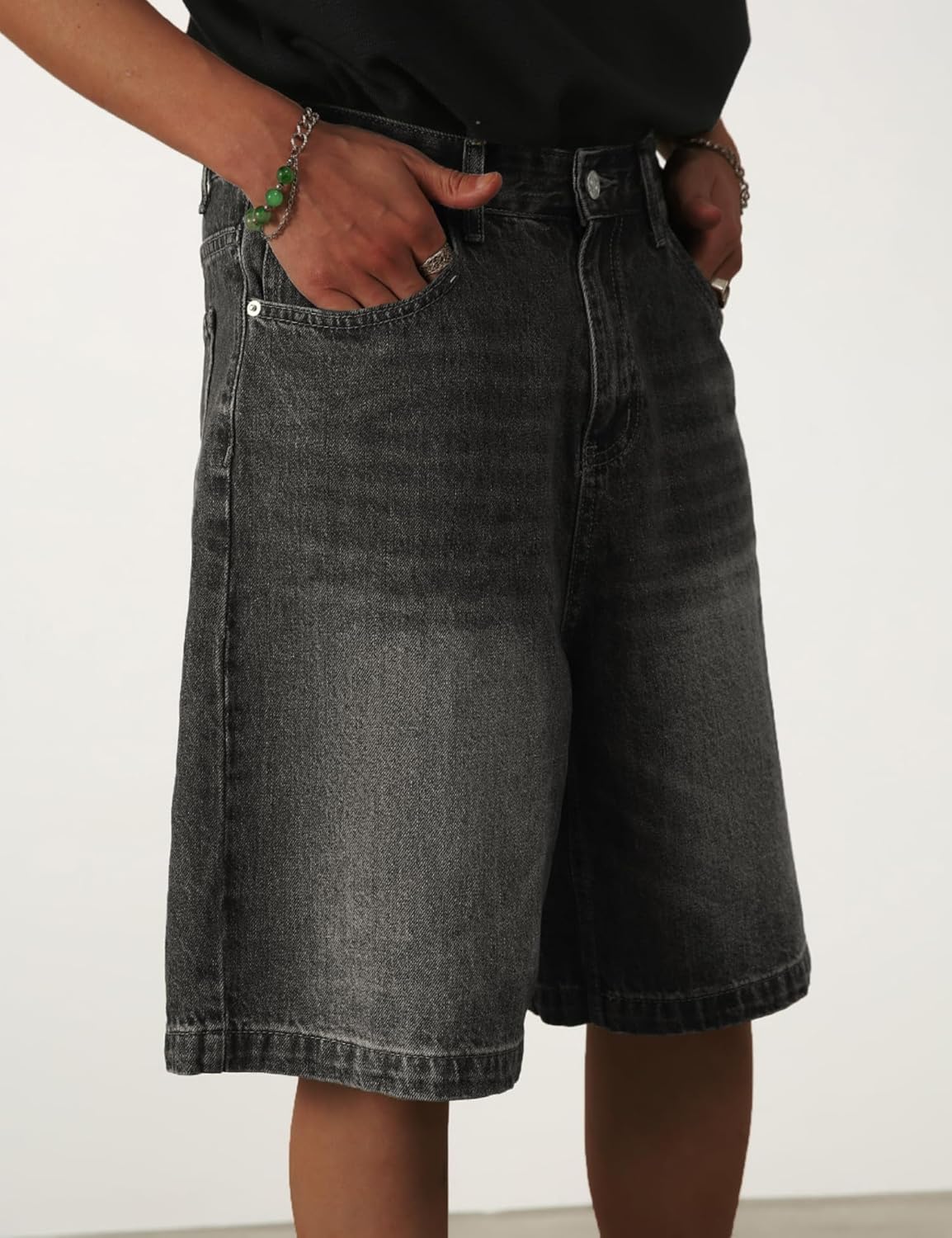 EMMIOL Baggy Jean Shorts Men,y2k Jorts Hip Hop, Mens Denim Shorts Loose Fit Vintage Streetwear Summer - Image 2