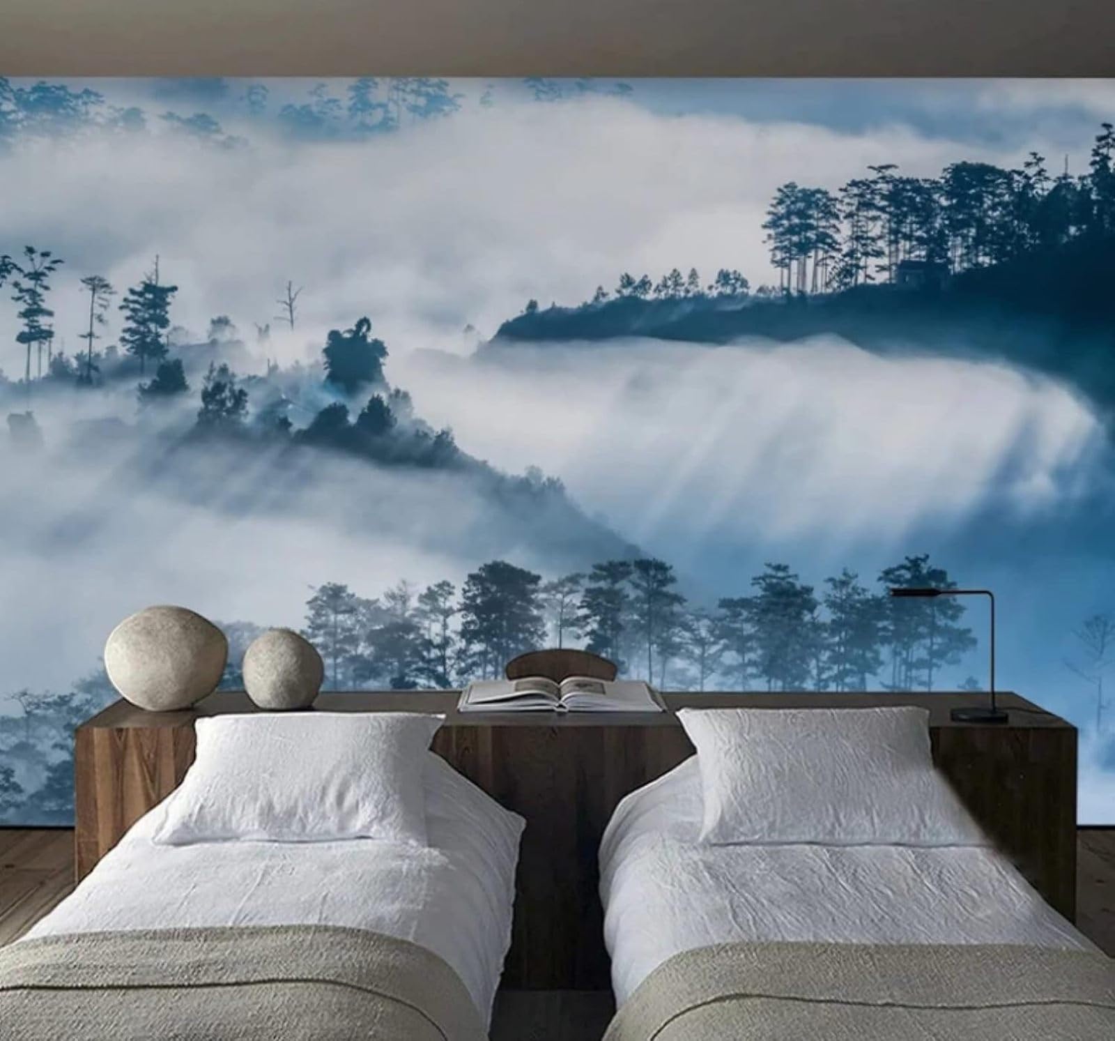 XLMING Ink Wash Landscape Forest White Mist Scenery 3D Wallpaper Luxury Home Dining Decor Paste Sofa Living Room The Wall for Bedroom Mural-400cm×280cm